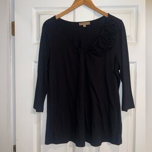 Marisa Christina Elegant Black Top with Floral Detail. Size 1X. EUC